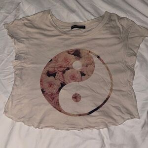 Brandy Melville Pink Floral Yin Yang Tee